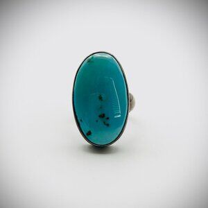 Heavy Patina Sterling Turquoise Ring Size 6.25 – FF Signed